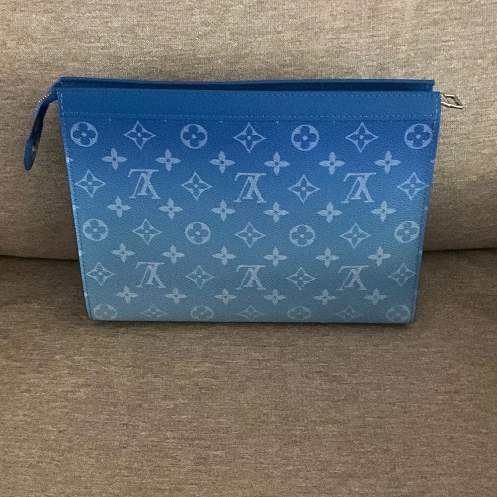 Louis Vuitton Virgil Abloh Blue Monogram Clouds Coated Canvas Pochette Voyage MM